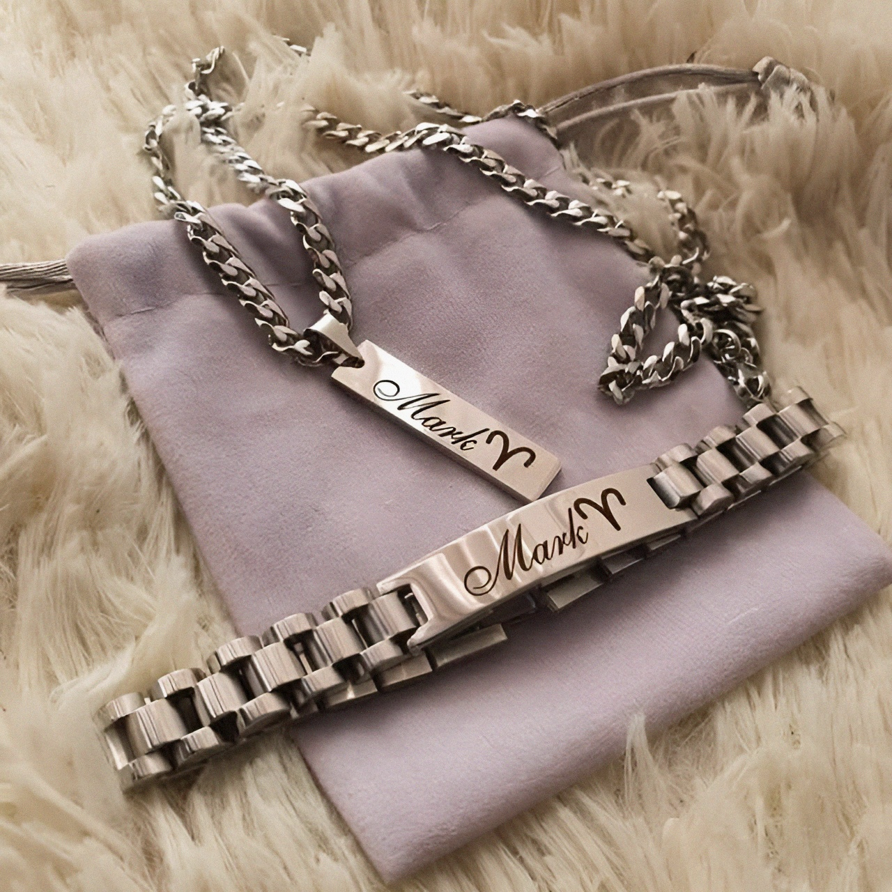Custom Cuban Name Necklace With Bracelet Set|24K Gold Plated