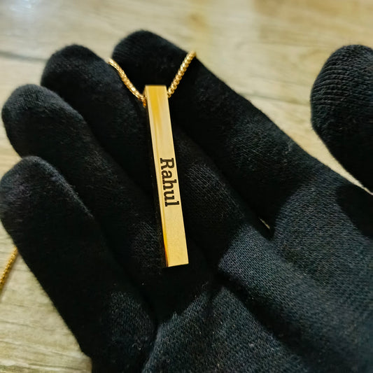 Custom Name Bar Necklace|24K Gold Plated