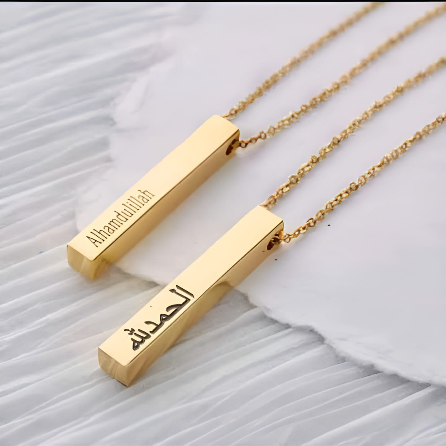 Custom Name Bar Necklace|24K Gold Plated